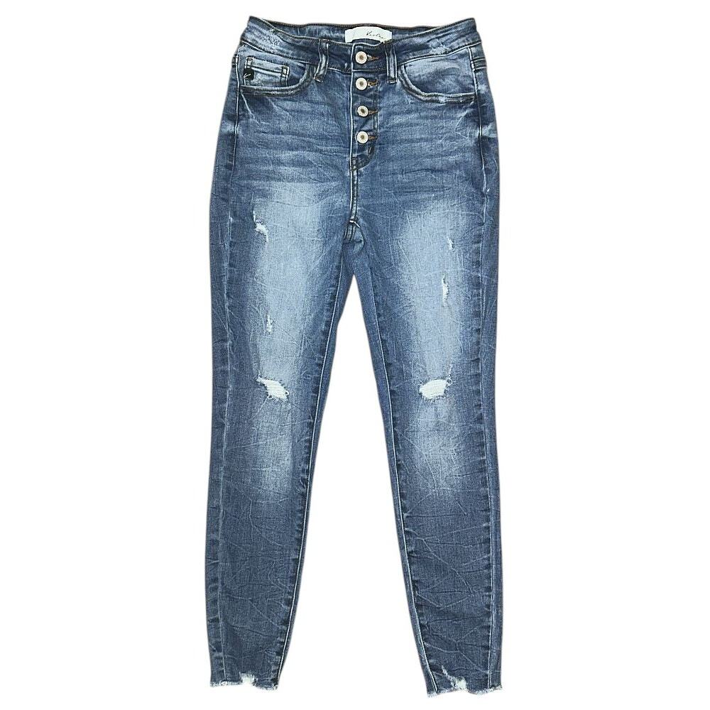 KanCan Distressed Button Fly High-Rise Skinny Jeans Size 5 26X26